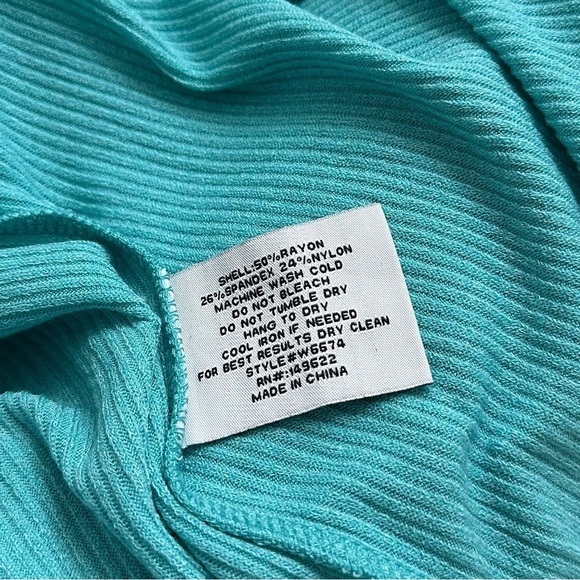 Walter Baker Jolene Ribbed Knit Dress Long Sleeve Aqua Medium NWT RETAIL $248.00 - Picture 7 of 9